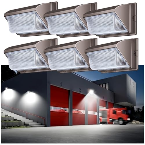 120W 6 Pack LED Wall Pack Light for Warehouse Garage Building (NO photocell)