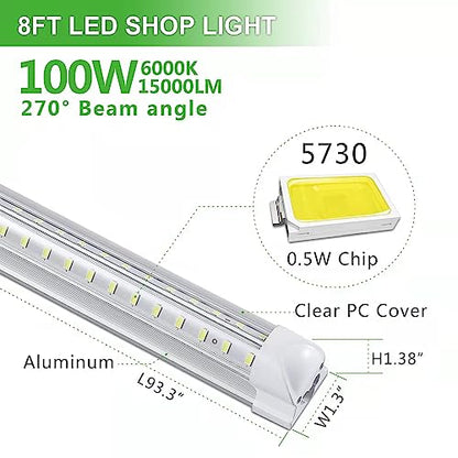 4Pack 8FT LED Shop Light Garage Lights (8FT-4Pack-6000K)