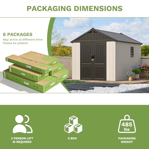 8x10 FT Resin Outdoor Storage Shed with Floor (Beige / 8 X 10 FT)