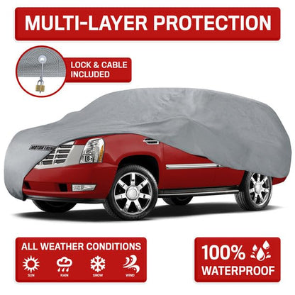 4-Layer 4-Season Auto (Waterproof Outdoor UV Protection for Heavy Duty Use Full Car Cover for Vans, Suvs, Crossovers up to 225") (225" (L) x 80" (W) x 63"(H))