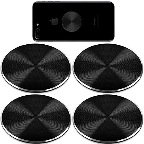Metal Plates Replacement Set 4 Pack for Magnetic Car Mount. Kit of 4 Black Round Discs Without Holes for Case Back (Black)