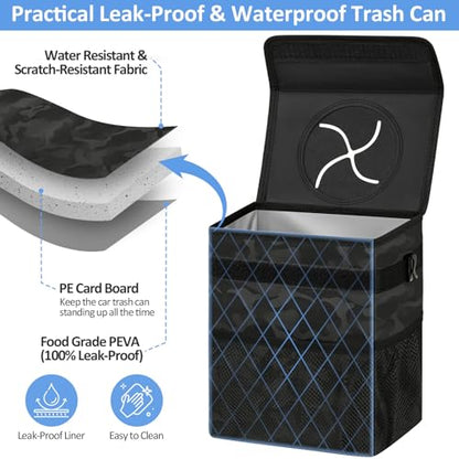 Leak Proof Car Trash Can with Lid Camo Black (Camo Black / 2 Gallons)