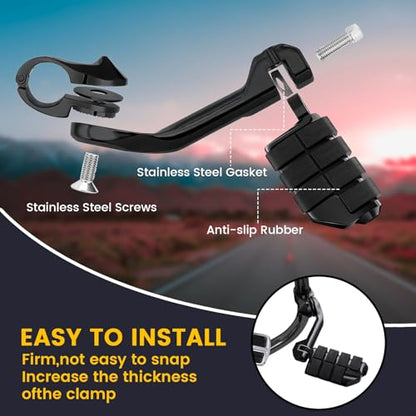 1.25" Highway Pegs Long Angled Pegs Adjustable for Harley Davidson Touring Road King Road Glide Street Glide Electra Glide Dyna Sportster Softail 1 1 (B03-Black / Long)