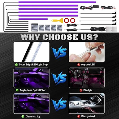 RGB Acrylic Interior Car LED Strip Light with Wireless APP (RGB Color 14 in 1)