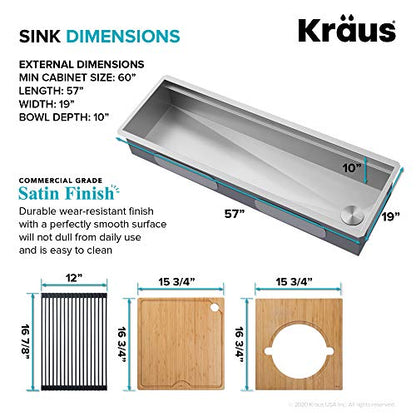 Stainless Steel 57 in Undermount Kitchen Sink KWU210 (Stainless Steel / 57 inch / Sink)