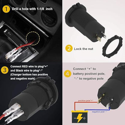 2 Pack 12V USB Outlet