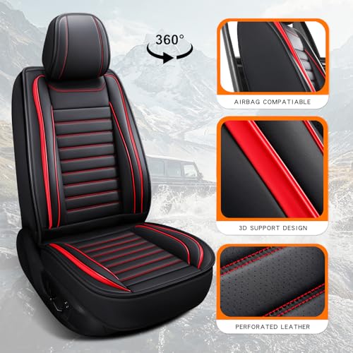 Leather Car Seat Covers Full Set (Red 2/Full Set)