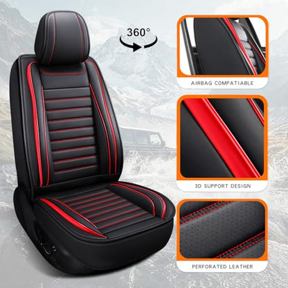 Leather Car Seat Covers Full Set (Red 2/Full Set)
