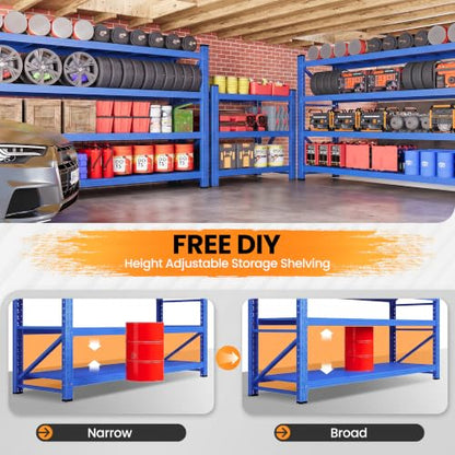 71.3” Wide Heavy Duty Metal Garage Shelving (Blue / 71"Wx24"Dx70"H)