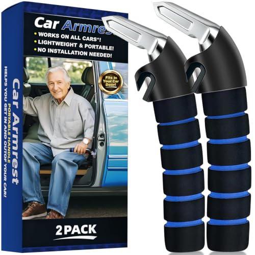 2Pack Car Door Handle for Elderly Car Handle Assist Support Multifunction for Seniors and Handicapped (Blue)