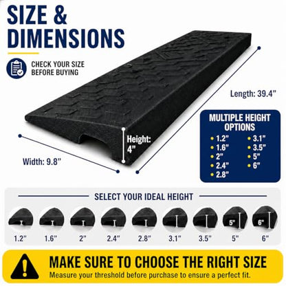 2 Pack 4'' Rise Rubber Curb Ramp (4" H)