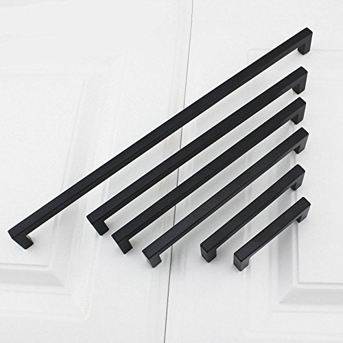 1 Pack 3 Inch Black Kitchen Cabinet Handles Square Drawer Pulls (Matte Black / 3 Inch Hole Centers)