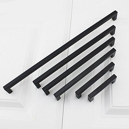 1 Pack 3 Inch Black Kitchen Cabinet Handles Square Drawer Pulls (Matte Black / 3 Inch Hole Centers)
