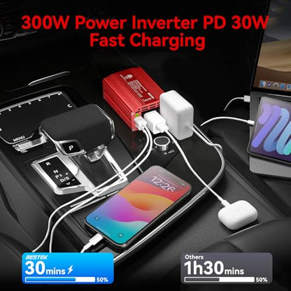 300W Car Power Inverter (Red)
