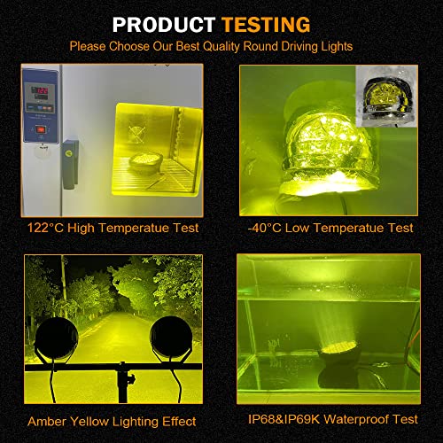 7Inch Round LED Amber Driving Offroad Lights 2PCS 210W 32000LM Amber Off road Lights LED Off Road Light Round Waterproof IP68 IP69K 12V 24V for Pickup Trucks SUV ATV UTV 4x4 (Amber / 7Inch)
