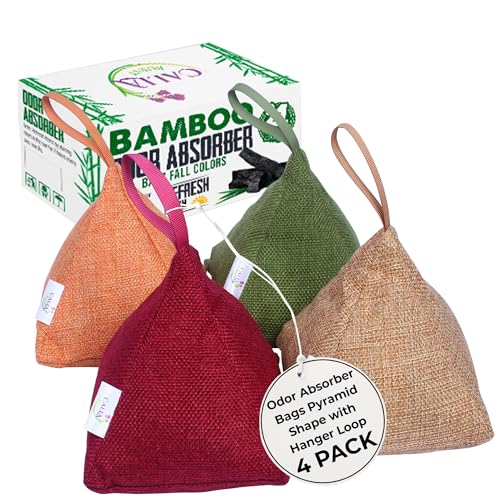 4 Pack Bamboo Charcoal Air Purifier Bags 200 Grams Each (Fall Colors)