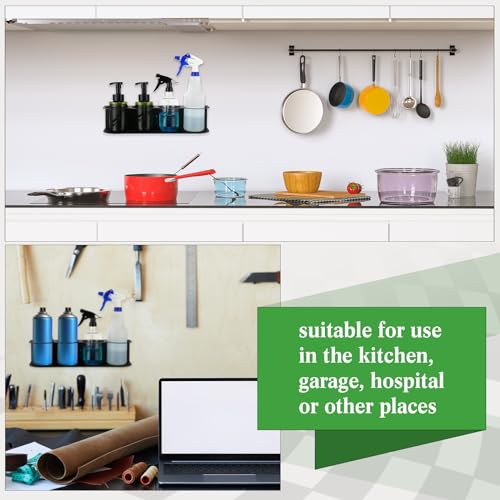 2 Pcs 5 Holes All Purpose Steel Spray Bottle Holder Heavy Duty Spray Can Holder Rack Organizer Easy Install Wall Mount Paint Bottle Organizer Storage Rack for Garage Home Workspace (Black / 5 Holes)