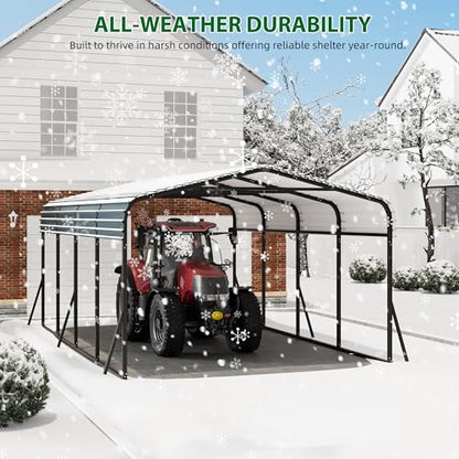 12' x 20' x 8.5' Heavy Duty Metal Carport with Galvanized Steel Roof (12X20 FT)