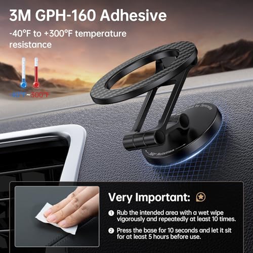 Fits MagSafe Car Mount Magnetic Phone Holder for Dash and Tesla (Carbon Fiber)