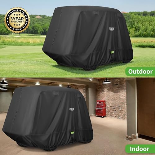 Heavy Duty Golf Cart Cover for 6 Passengers EZGO (Black / XL-For 4+2 Passengers Cart)