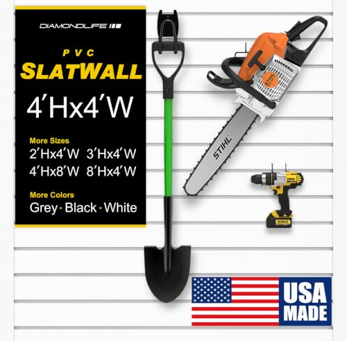 Heavy Duty 4'H x 4'W PVC Garage SlatWall Storage System (White / 4'H x 4'W)