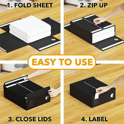 6 Pack Bed Sheet Organizer and Storage (6 pcs / Black)