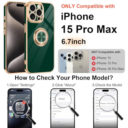 Designed for iPhone 15 Pro Max Case with Ring Stand Slim Green (Green / 6.7'' iPhone 15 Pro Max)