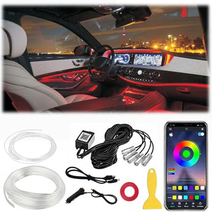 Interior Car LED Strip Lights RGB Fiber Optic Trim Lighting 5 in 1