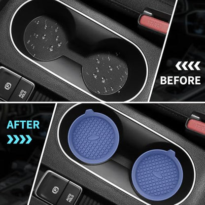 Car Cup Holder Coasters [4 Pack] Silicone Cups Mats (4pack-nave Blue)