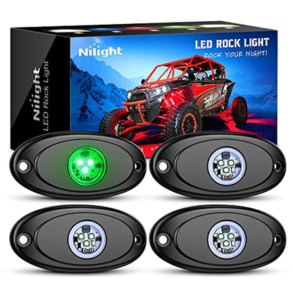 LED Rock Light Pods Waterproof Under Body Wheel Well Light Exterior Interior Lights for Car Truck Pickups ATV UTV SUV Motorcycle Boat (Green / 4Pcs Pods)