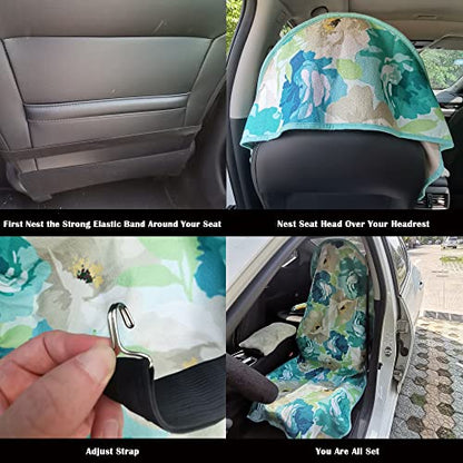 Car Seat Cover Protector Front Seats (2Pcs Front Seat Towel / Chrysanthemum)