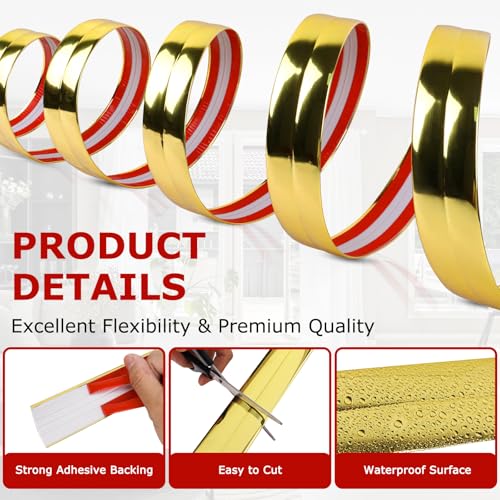 Wall Corner Protector Peel and Stick Corner Trim Molding (1.6 In x 10 Ft / Gold)