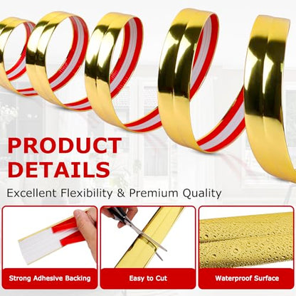 Wall Corner Protector Peel and Stick Corner Trim Molding (2.4 In x 20 Ft / Gold)