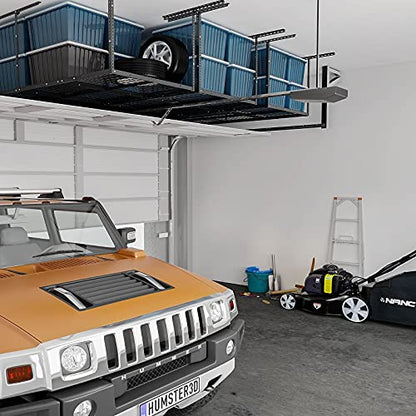 3x8 Overhead Garage Ceiling Storage Rack Organization (Black / 3x8 ft)
