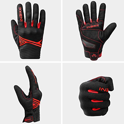 Motorcycle Gloves Breathable Mesh Touchscreen Hard Knuckles (Red / Medium)