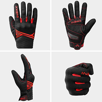 Motorcycle Gloves Breathable Mesh Touchscreen Hard Knuckles (Red / Medium)