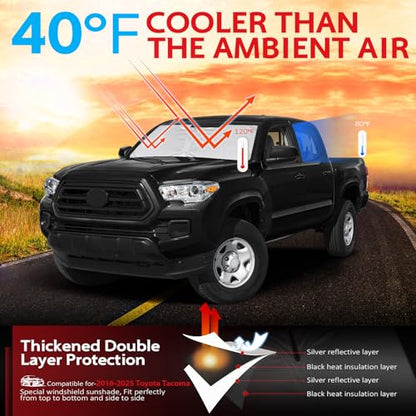 Windshield Sun Shade for Toyota Tacoma 2016 (for 2016-2026 Tacoma)