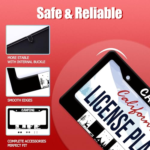 Camping Life Forest Stainless Steel License Plate Frame for US Cars Decor (Camping life)