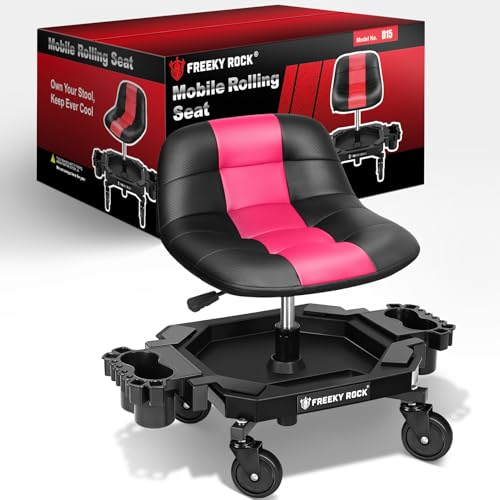 Rolling Stool with Wheels (Pink)