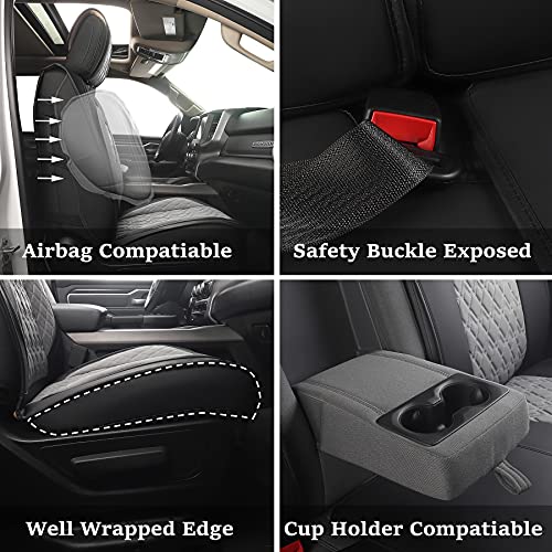 Car Seat Covers for Dodge Ram Full Set (5 PCS Full Set,Black-Grey)