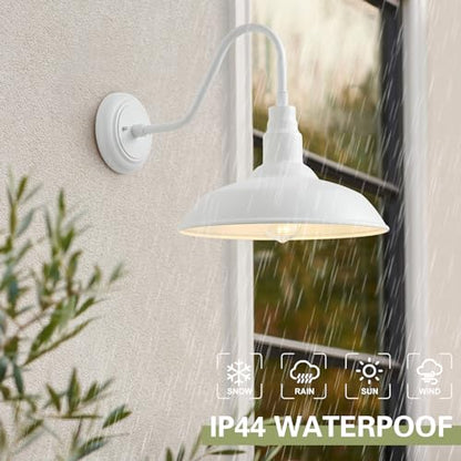 10 Inch Dome Outdoor Gooseneck Barn Lights for Porch (Matte White / 10" Dome)