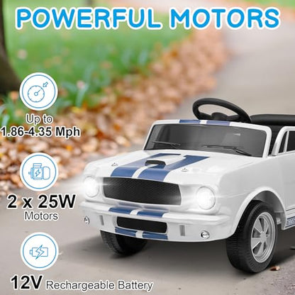 12V Licensed Shelby Electric Car for Kids (White)