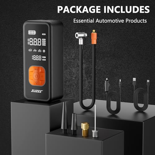 Tire Inflator Portable Air Compressor with Digital Gauge 150 PSI (Black & Orange)