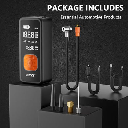 Tire Inflator Portable Air Compressor with Digital Gauge 150 PSI (Black & Orange)