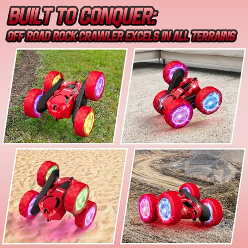 Remote Control Car for Kids Ages 6 (Red / Glow (Headlights & Wheel Lights))