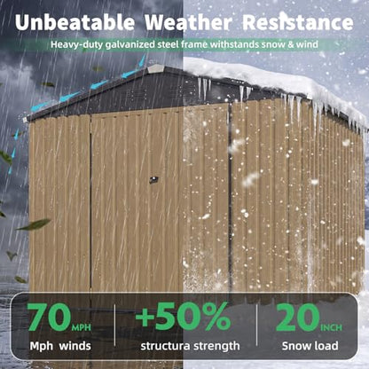 6' x 8' Outdoor Metal Storage Shed (Gray / 6x8)