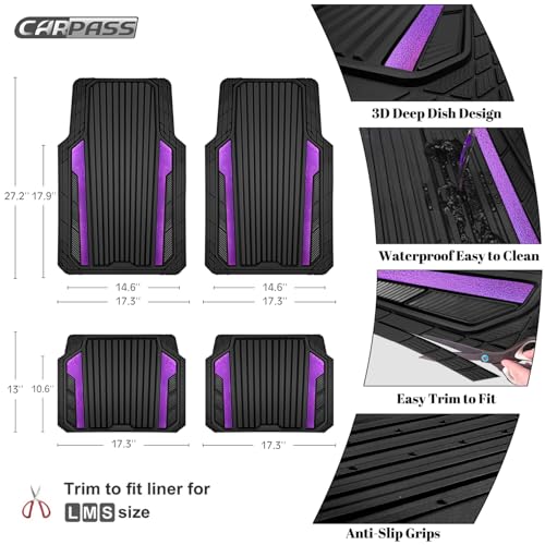 Heavy Duty Rubber Car Mats Metallic (BLack Purple)