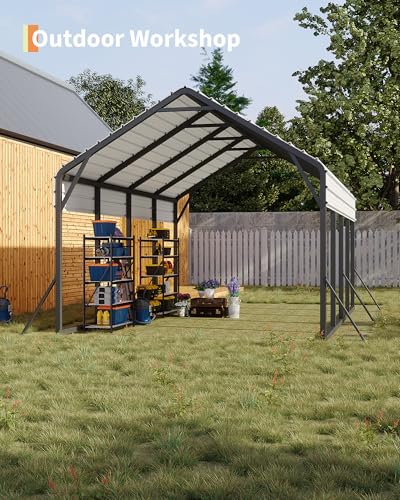 13 ft x21 ft x11 ft Oversized Metal Carport (White / 13x21 FT)