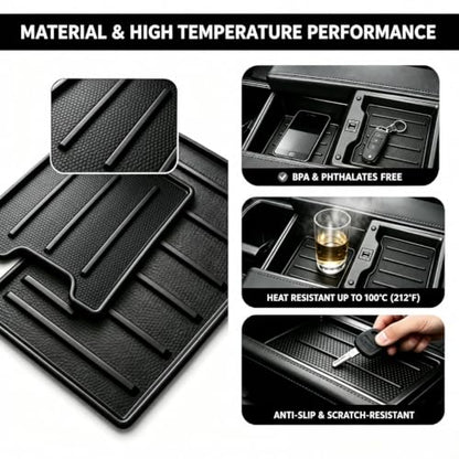Center Console Tray Liner for Toyota Tundra Accessories 2022 (Dark black)