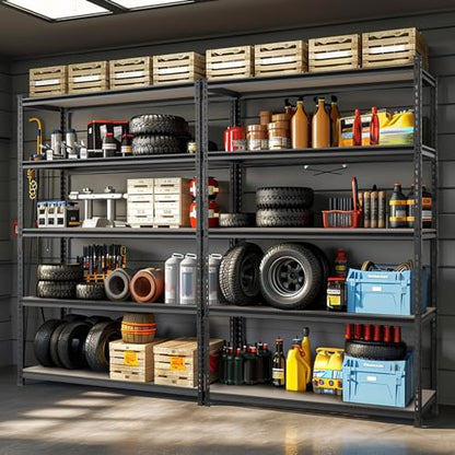 Metal Shelving with Particle Board (48"W x 24"D x 72"H(Black))